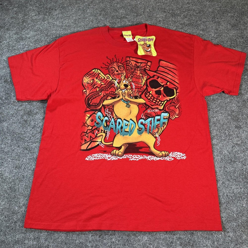 Vintage Scooby Doo Spooky Island Scared Stiff Tiki XL Rare Mystery Y2K 2002